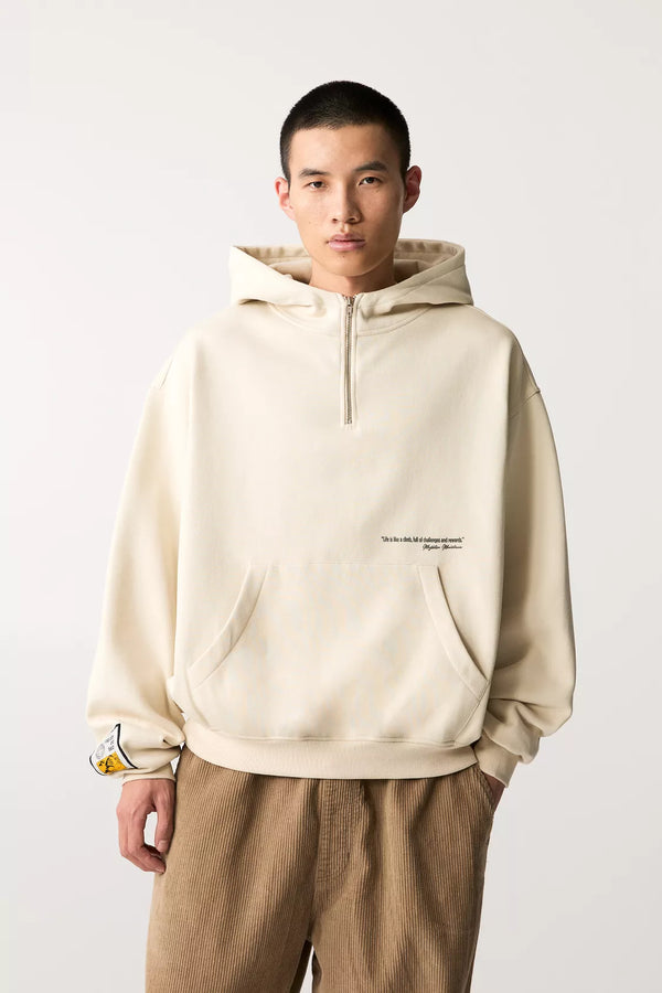 PULL & BEAR sand zip hoodie for men